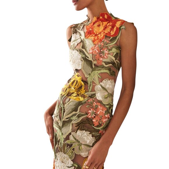 Erdem Floral Print Long Dress Size: S/M | US6-8, UK10 NEW - Picture 4 of 11